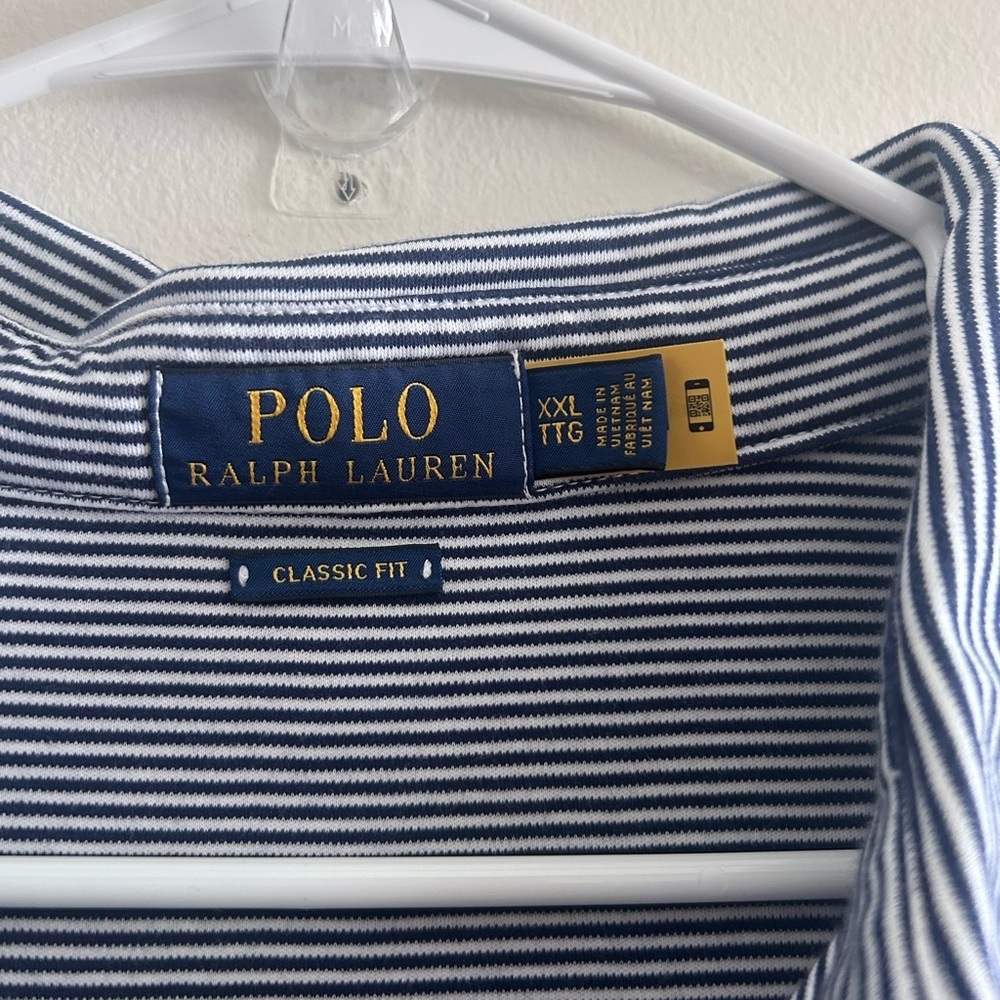Ralph Lauren Navy and White Thin-Stripe Polo - Picture 3 of 5